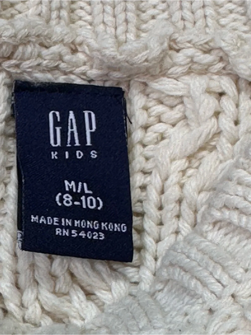 NWOT Gap Kids Fisherman Cable Knit Sweater Cotton Wool Blend Kids Size M 6-8